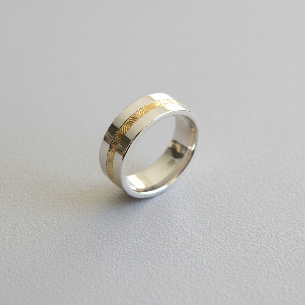 Edited ring with polished silver preserved