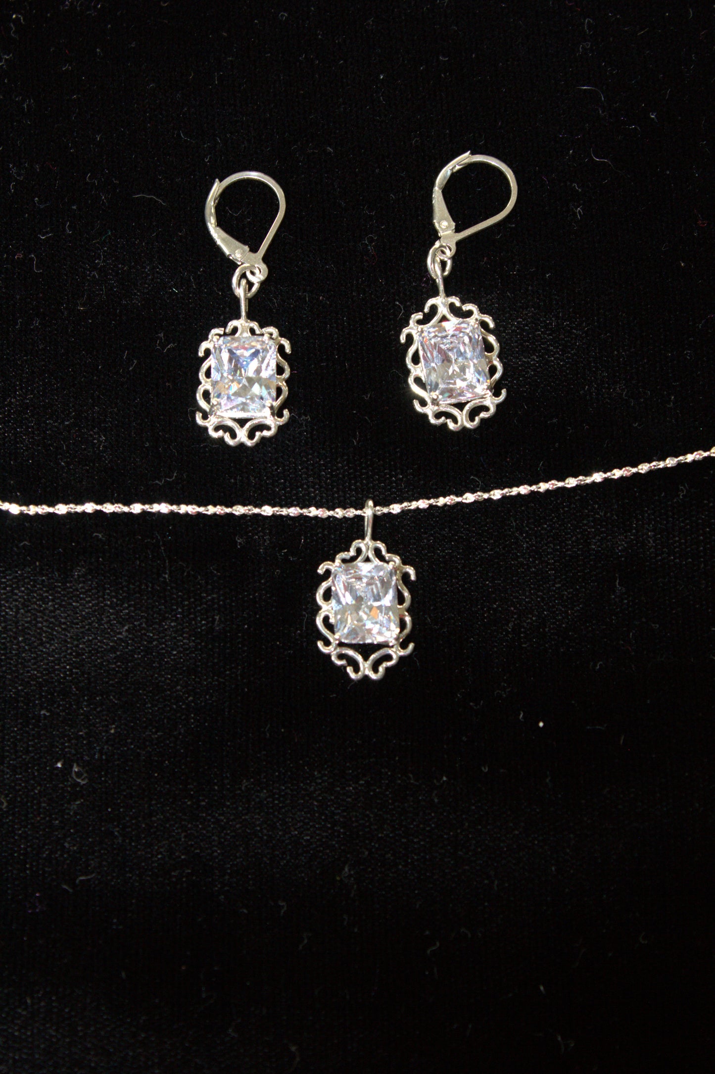 Sterling Silver Lace Pendant and Earring Set
