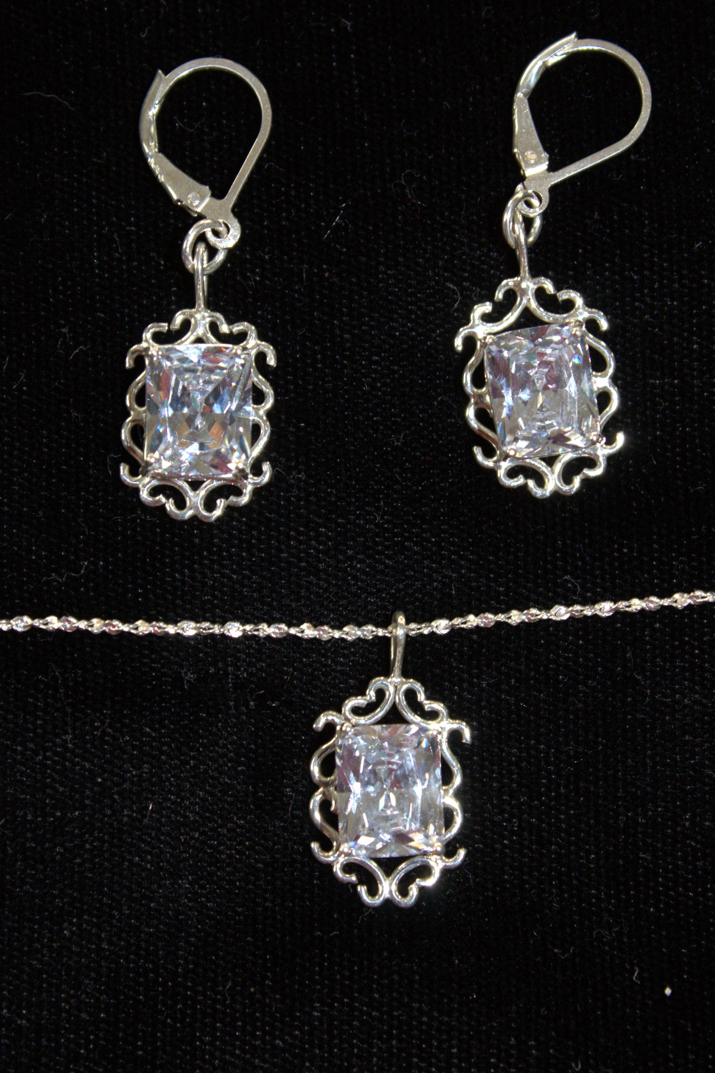 Sterling Silver Lace Pendant and Earring Set