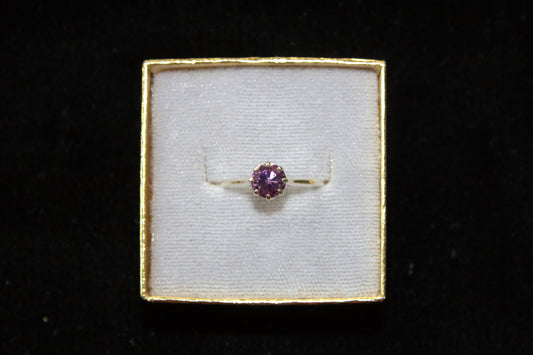 Sterling Silver Spiderweb Amethyst Solitaire Ring