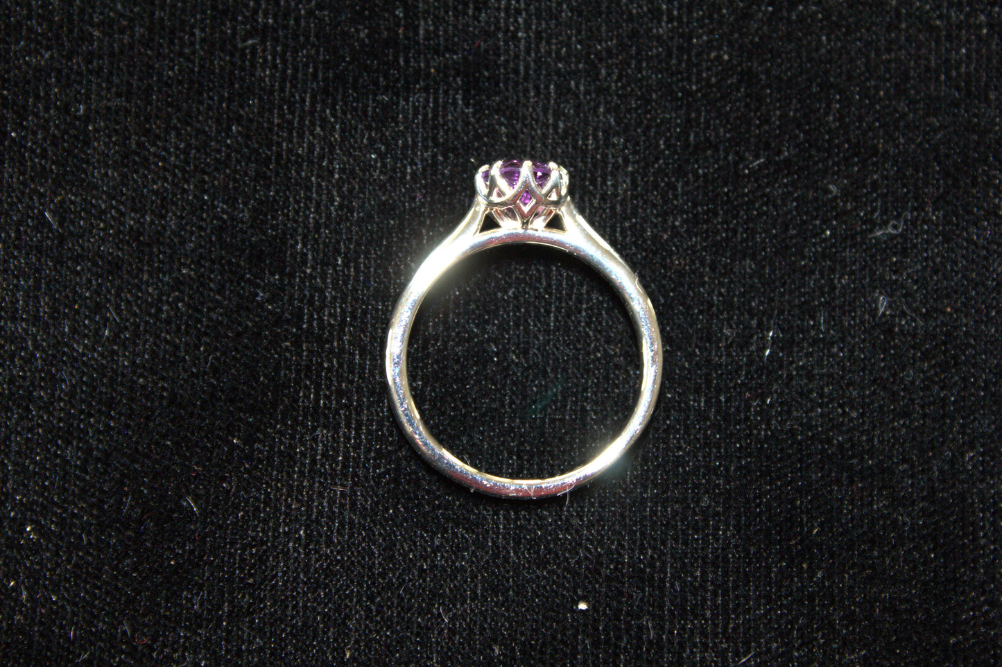 Sterling Silver Spiderweb Amethyst Solitaire Ring