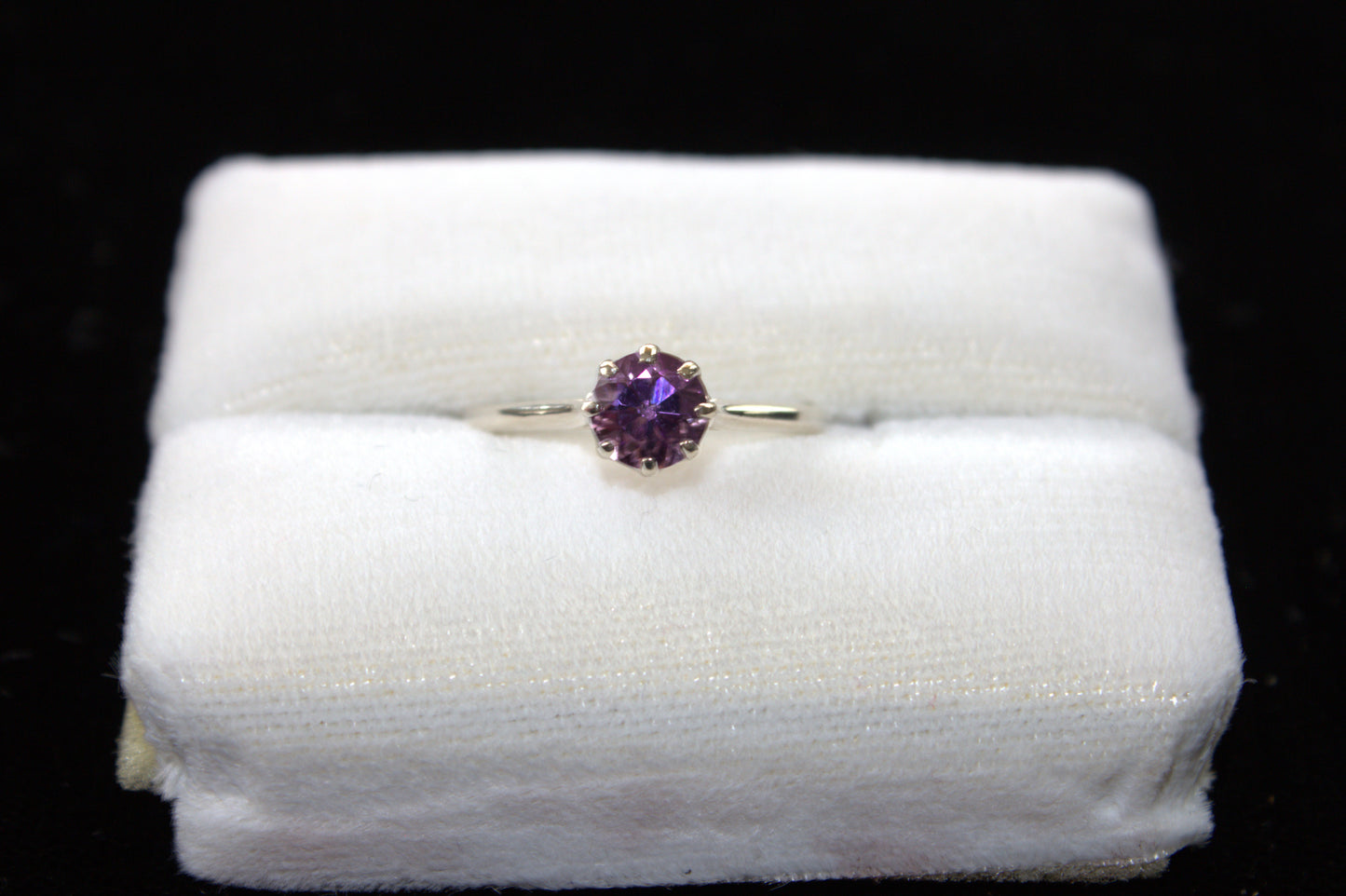 Sterling Silver Spiderweb Amethyst Solitaire Ring