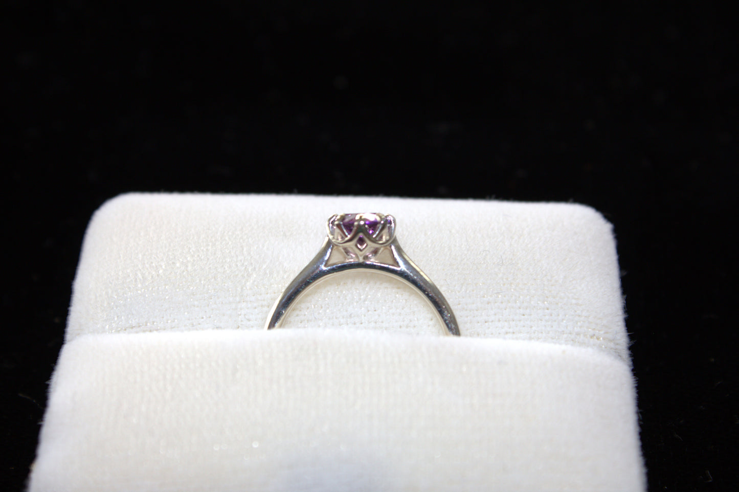 Sterling Silver Spiderweb Amethyst Solitaire Ring