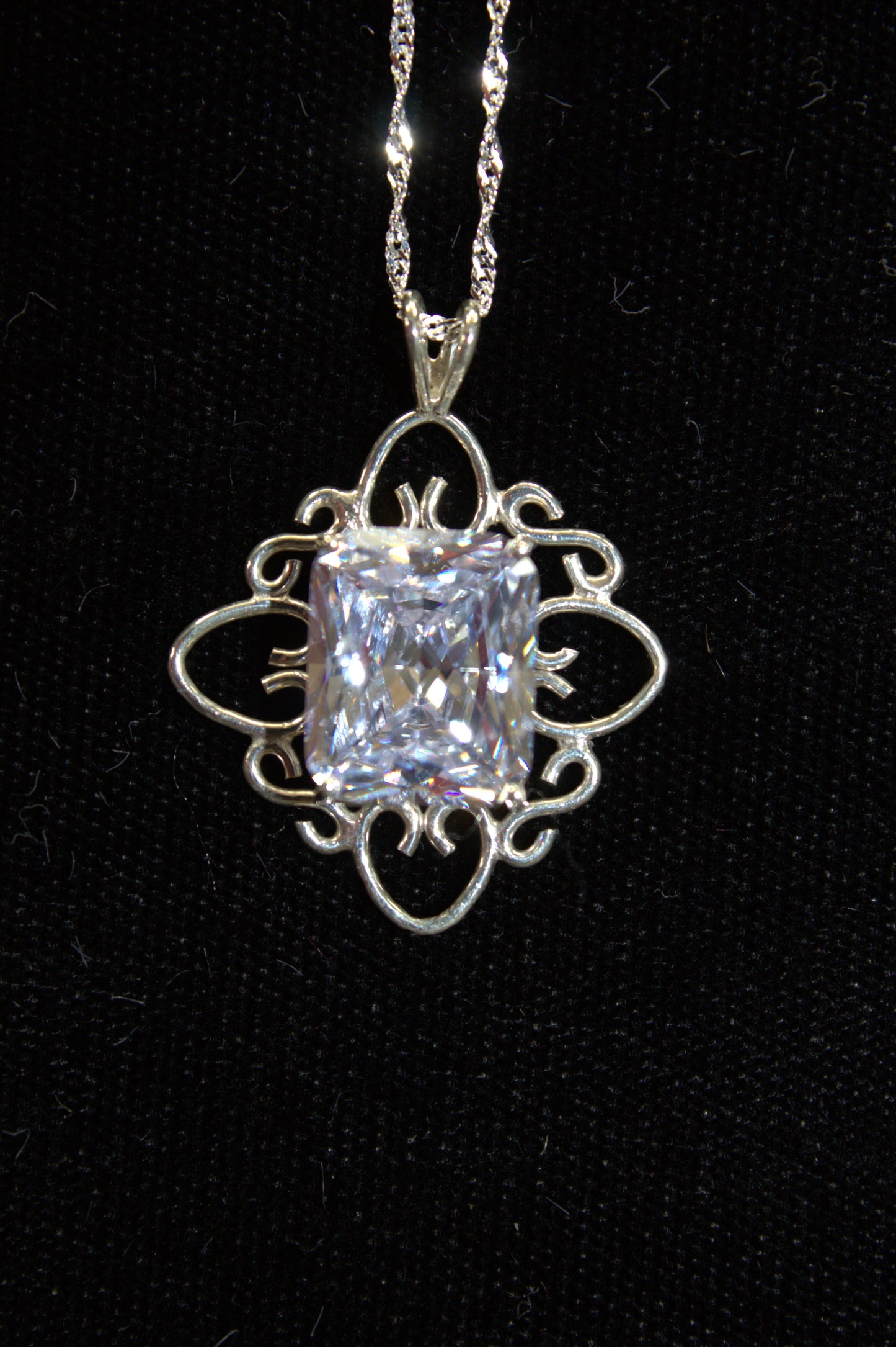 Sterling Silver Lace Pendant with Heart Motif