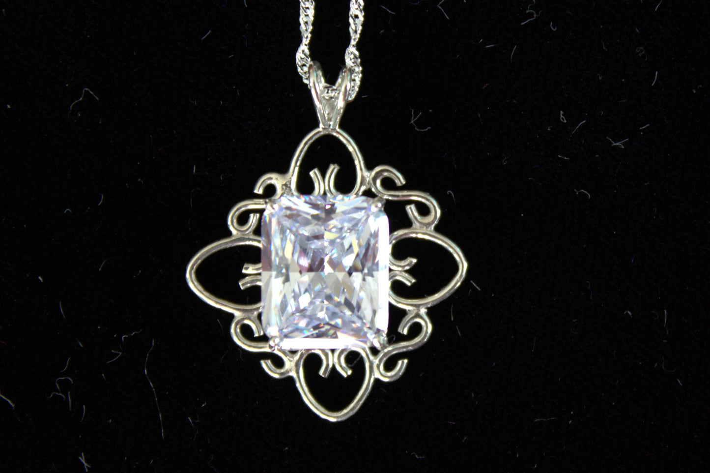 Sterling Silver Lace Pendant with Heart Motif