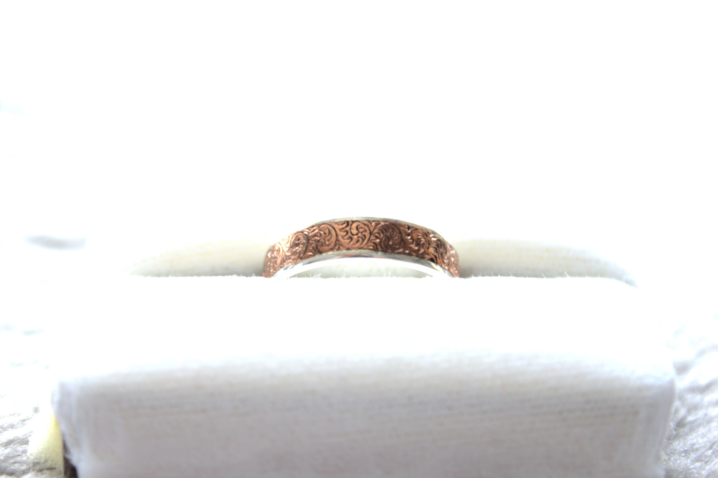 Sterling Silver Engraved Scroll Ring with Copper Inlay