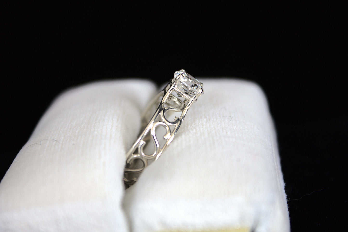 Sterling Silver Lace Ring with Simulated Diamond