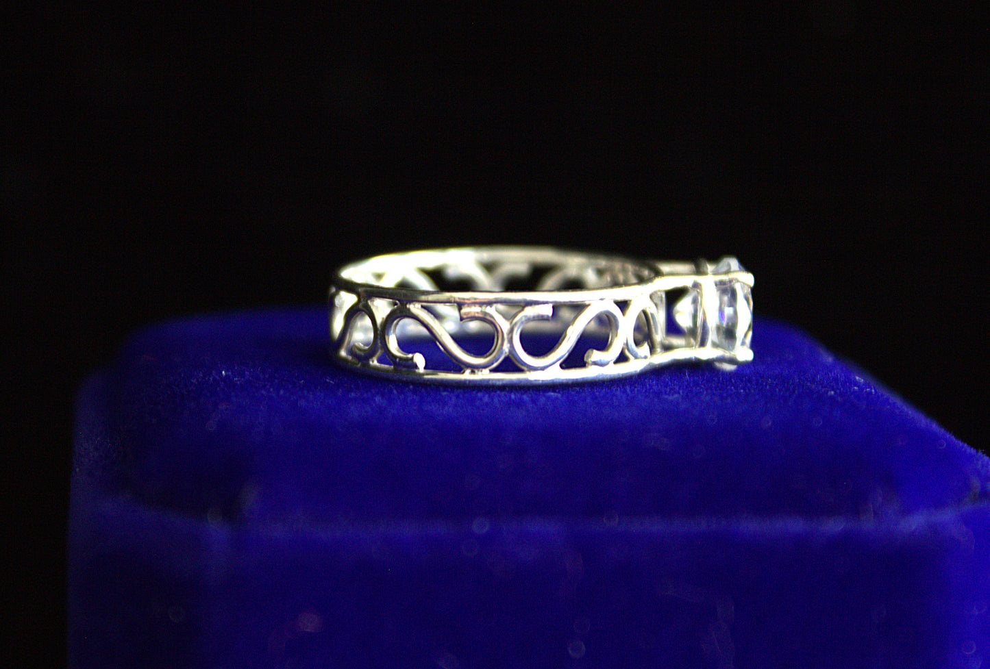 Sterling Silver Lace Ring with Simulated Diamond