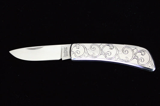 Engraved Floral Scroll Folding Knife