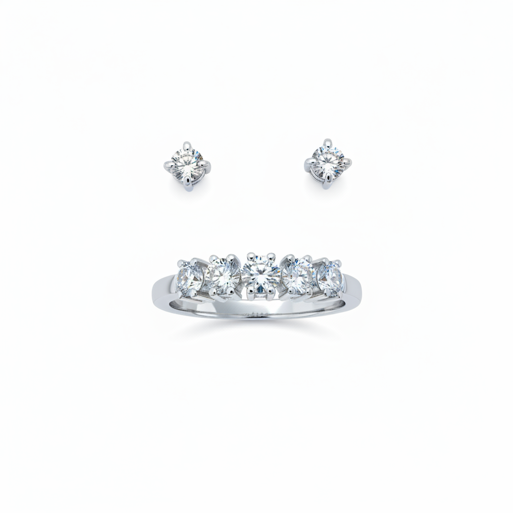 Five stone set image 4 - flat band style