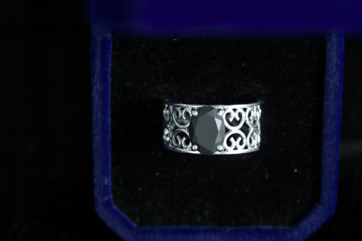 Ring with darker gray CAD gemstone