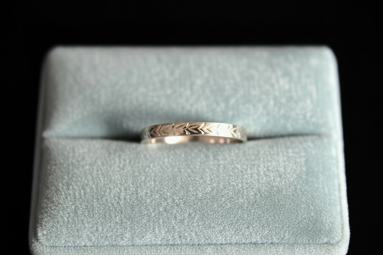 Silver scoop leaf ring with matching cushion